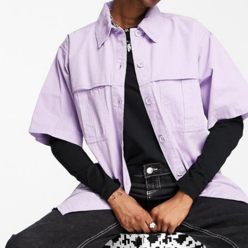 Topshop Lightweight Short Sleeve Cotton Button up shirt sz. 8-10
